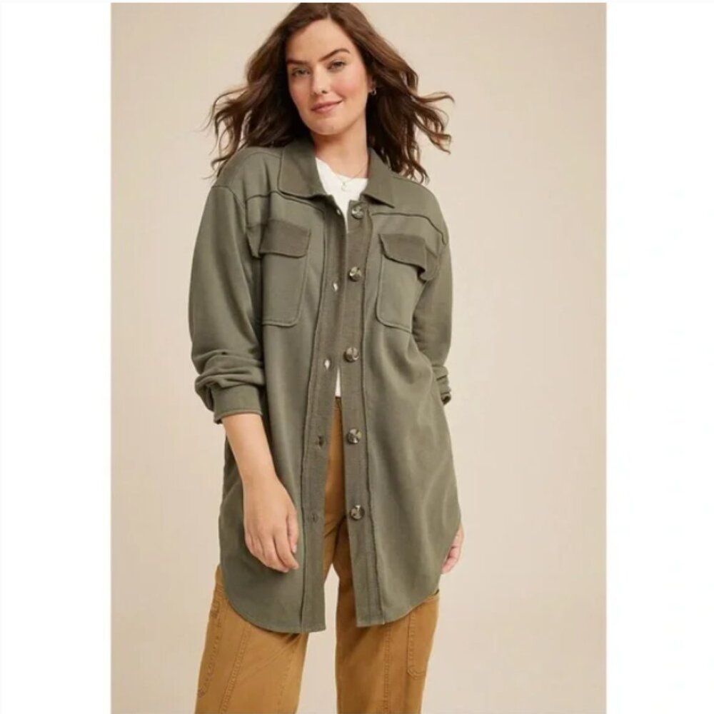 Maurices Olive Green North Shore Oversized Shacket Size Small